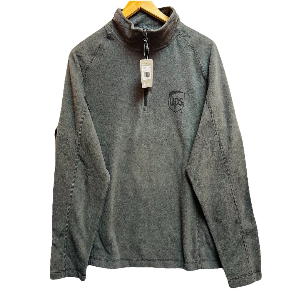 MENS UPS Fleece Jacket Quarter Zip Trimark Gray UPS Driver NEW Medium
